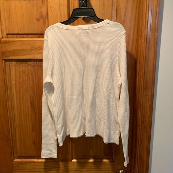 T. LA Cutout Thermal Waffle Knit Top Ivory XS - Picture 3 of 5